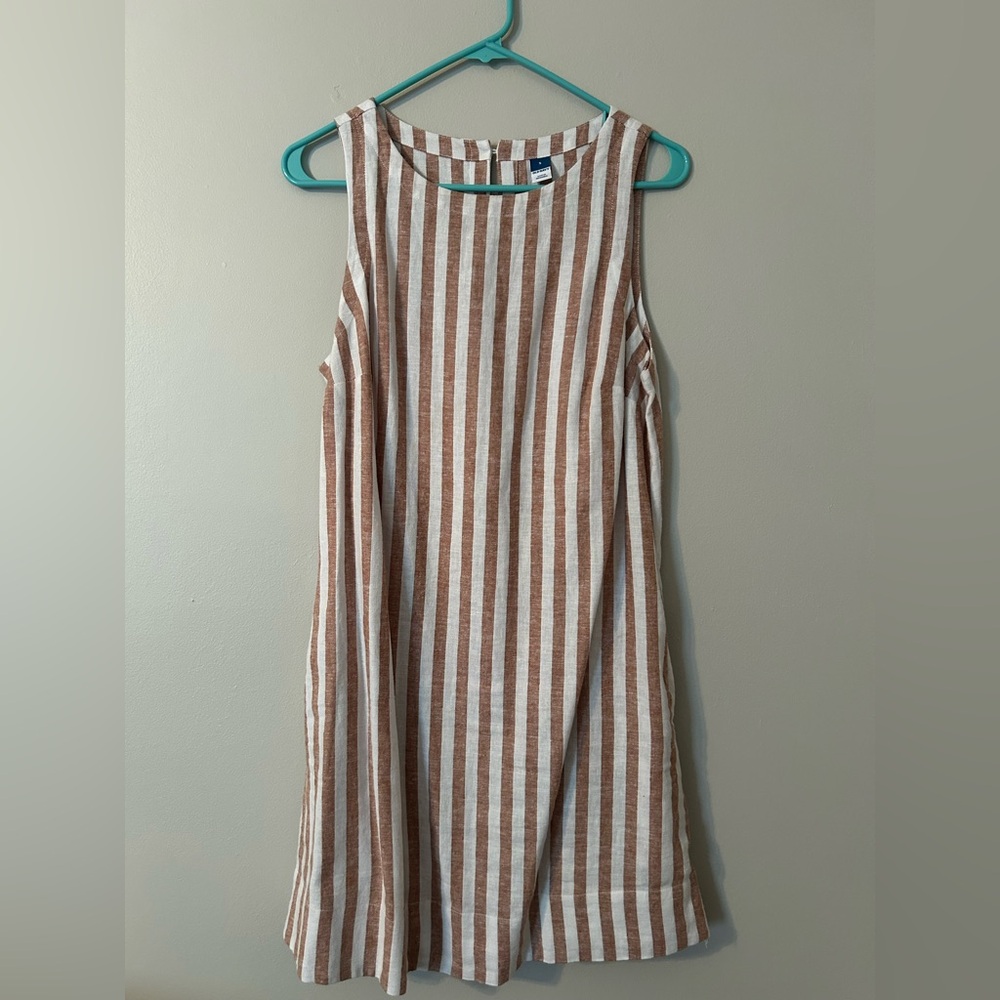 Old Navy Brown and White Striped Mini Dress